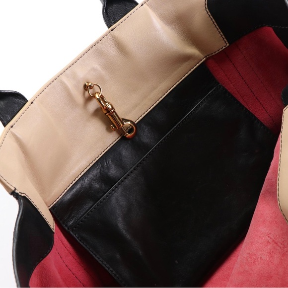 Chloe Alison Tote in Hot Pink and Black Color Block Leather - Picture 4 of 7